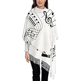 IBILIU Oversize Scarf for Women Black And White Music Note Scarf Tassel Scarves Fall Winter Shawl Wraps
