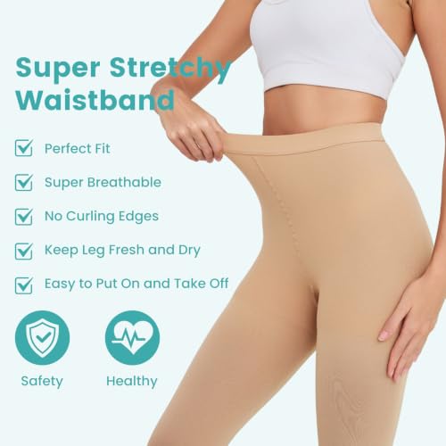 Image of Compression Pantyhose Stockings for Women Men, 20-30 mmHg | Medical Graduated Support Toe Hose Tights for Varicose Veins, Edema, Dvt, Opaque, Closed Toe