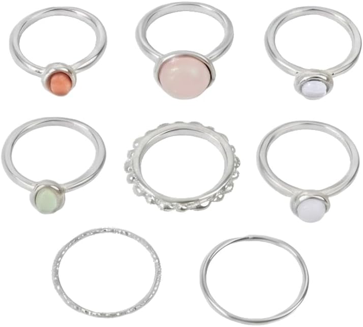 7-19pcs Silver Star Moon Knuckle Ring Set for Women Vintage Stackable Midi Finger Rings Set
