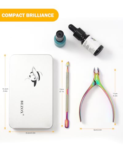 BEZOX Nagelhautzange mit Nagelhautschieber Set - Präzises Nagelhaut Knipser und Unter-Nagel-Reinigungsset für den Salon- oder Heimgebrauch - Chirurgischer Edelstahl