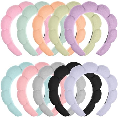 PercyEffie 10Pcs Spa headband for Women makeup headband Bulk skincare headbands Bubble Band for Washing Face Women Puffy Hair Band for Washing Face Woman skin care headbands Headwear Hair Accessories