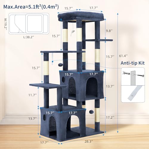 Árbol para Gatos Grande Multi-Niveles con Rascador y Condos miniatura 7