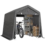 Outsunny Tendone Garage all'Aperto 2.8x2.4m per Moto e Biciclette, Casetta da Giardino per Attrezzi in Metallo e Tessuto PE, Grigio