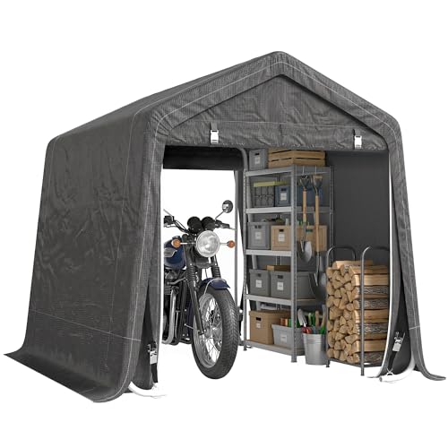 Outsunny Abri de Jardin, Tente de Stockage, 2 Portes zippées, Cadre métallique, abri de vélo, Protection Contre la Pluie légère et Le Vent, 280 x 240 x 240 cm, Gris foncé