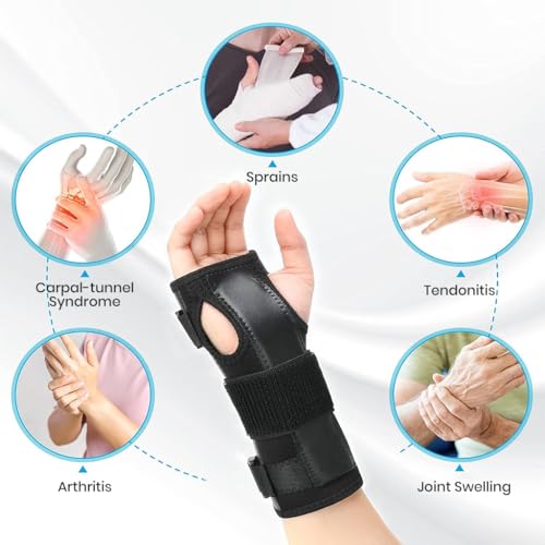 Image of HANNEA Wrist Band for Pain Relief Adjustable Compression Wrist Support for Right and Left Hand, Carpal Tunnel Wrist Splint, Wrist Brace for Arthritis, Tendonitis, Sprains