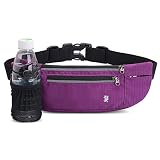 Peicees Fanny Pack with Water Bottle Holder Waist Bag for Men Women Water Resistant Lightweight Reflective Adjustable Running Belt Headphone Bag Travel Pocket for Outdoor Camping Fitness Hiking