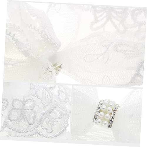 Beaupretty Lace Bow Headband for Newborn Embellished Bow Hair Accessory Elegant Hairband for Birthday Shower and Family Photos White Decorative Ribbon2