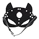 NEEMOSI Katzenmaske Sexy PU Leder BDSM Fuchs Masken Damen Maskerade Bondage Maske Catwoman Maske Damen Katze Mask Halbgesichtsmaske Maskenball Augenmaske Adult Sex Produkte SM Sexspielzeug (Schwarz)