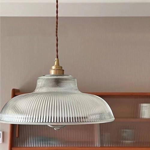 Lámpara colgante de vidrio a rayas retro con altura ajustable para cocina 4