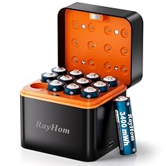 RayHom 12-Pack Rechargeable AA Batteries with Charger
