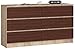 Produktbild AKORD Kommode K-140 mit 6 (2 x 3) Schubladen | für das Wohnzimmer Schlafzimmer Schrank Büro Arbeitszimmer | Modernes Funktionales Design | B138 x H77 x T40 cm, Gewicht 51kg | Sonoma Eiche/Wenge
