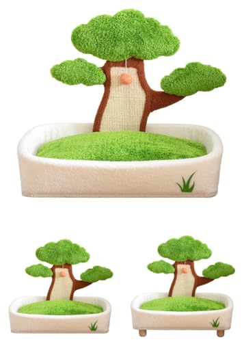 sandqvipa爪研ぎ 猫 爪研ぎ 猫の爪研ぎ 松製デザインキャットタワー&猫ベッド、爪とぎボード、四季対応、耐磨性、可拆卸清洗、冬季保温、?物用具 (松の盆栽ペットベッド,大きい)