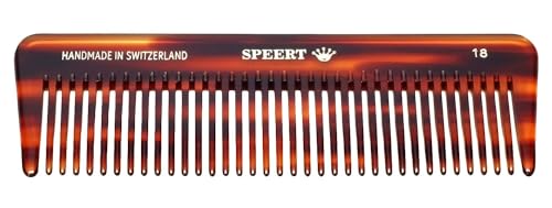 Speert #18 Handmade Wide Tooth Comb Tortoise Havana Acetate Thick Coarse Curly Detangling Parting Grooming Teasing Hair Styling Hairdresser Barber Hairdressing Wet Dry Pocket Travel Women Men Kids