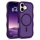 Lafunda iPhone 17 用 ケース MagSafe対応 ウェーブ 滑り止め 半透明 マグネットカバー かわいい おしゃれ 耐衝撃 薄型 軽量 ワイヤレス充電 アイフォン 17 用 スマホケース (ディープパープル)