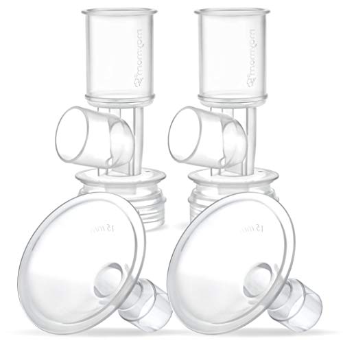 Image of Maymom MyFit Flange Set, Two-Piece Breast Shield (15mm Small) Base Connector Compatible with Selected Ameda Breast Pumps (Shield 15mm + Connector)