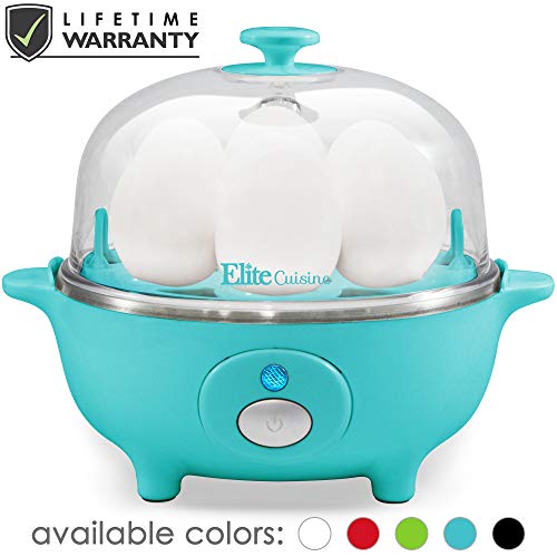 Maxi-Matic Easy Electric Egg Poacher, Omelet Measuring Cup Included, 7 Capacity, Teal