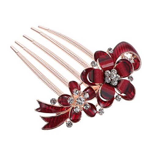 HONITANO 水晶装飾ブライダルヘアコーム 結婚式用華やか花型ヘアアクセサ