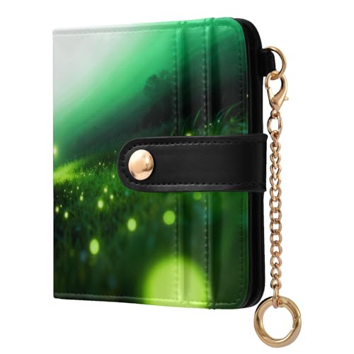 tplaotee Portefeuille fin et pliable en similicuir PU imperméable pour femmes, garçons et filles Vert