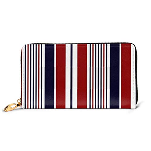 Preisvergleich Produktbild JHGFG Mode Handtasche Reißverschluss Brieftasche Streifen Nahtloses Muster Navy Bluered White Telefon Clutch Geldbörse Abendkupplung Blocking Leder Brieftasche Multi Card Orgel