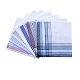Assorted Pack of Mens Classic Striped Border Cotton Handkerchiefs White 9PCS