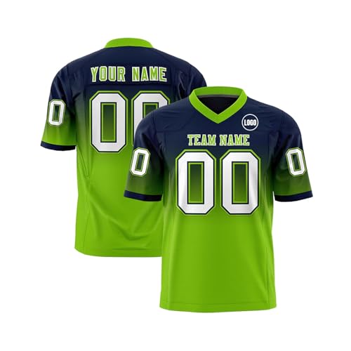 Personalisiert American Football Trikots Individuelle Printed Nummer Name Logo Spieltrikots für Kinder Erwachsene Custom Football Jersey Men Women Sports Uniform Atmungsaktiv T-Shirt,Fluorescent Green Personalisiert American Football Trikots Individuelle Printed Nummer Name Logo Spieltrikots für Kinder Erwachsene Custom Football Jersey Men Women Sports Uniform Atmungsaktiv T-Shirt,Fluorescent Green