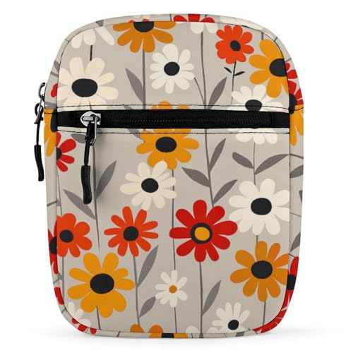 Personalized Small Crossbody Bag Water Resistant Messenger Bags Mini Retro Flower Design Printing SlingBag For Men Women