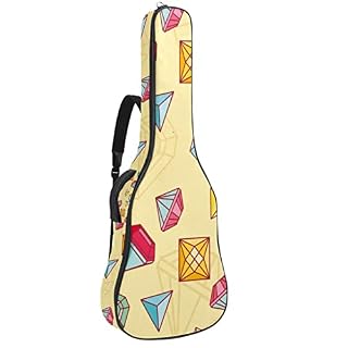 Coloré Triangles Motif Dot Rayé Pleine Taille Guitare Case, Rembourré De Protection Guitare Sac À Dos pour Acoustique… - Les Beatles, Paul McCartney, John Lennon, RIngo Starr, George Harrison