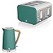 Swan Nordic Set per colazione, bollitore senza fili, 1,7 l, 2200 W, tostapane a fessura larga 4 fette, 3 funzioni, design moderno, effetto legno, verde