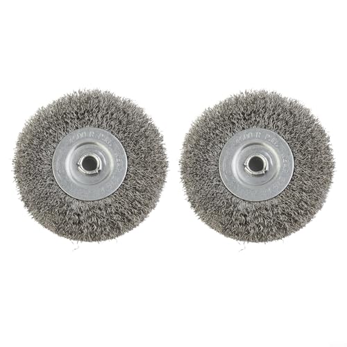3 Inch Arbor Stainless Steel Wire Wheel Brush for Bench Grinder Abrasive 6mm Internal Diameter(2Pcs)
