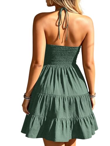 Image of SOLY HUX Women's Summer Mini Dress Halter Backless Flowy Cami Sundress