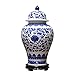 Produktbild LEZDPP Keramik Jingdezhen Antike Blaue und weiße Porzellan Große Lotus Muster Ingwer-Glas Vorratstank Speicherzubehör