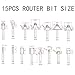 CHCYWJGJ Router Bits Set of 15 Pieces 1/4 Inch and 3pc Bearings Woodwork Tools for Beginner Router Bit Kit for DIY,Straight, Dovetail, Chamfer, Ogee