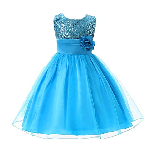 DreamHigh Sequined Flower Girls Party Dress Blue 2, 2years, Blue