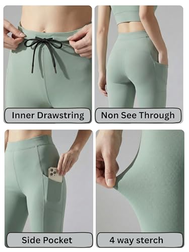 Image of BLINKIN Women's 3 /4 Gym Wear Tights for Women with Side Pockets : Perfect for Active Wear, Yoga & Workout - The Ultimate Gym Pants for Woman & Girls (015)