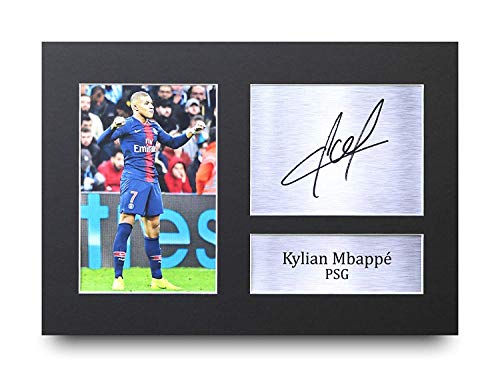 HWC Trading Kylian Mbappe A4 Ungerahmt Signiert Gedruckt Autogramme Bild Druck-Fotoanzeige Geschenk Für Paris Saint-Germain PSG Fußball Fans