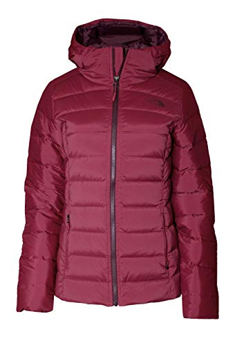 The North Face Stretch Down Hooded Puffer Jacket Women's Rumba Red (L)