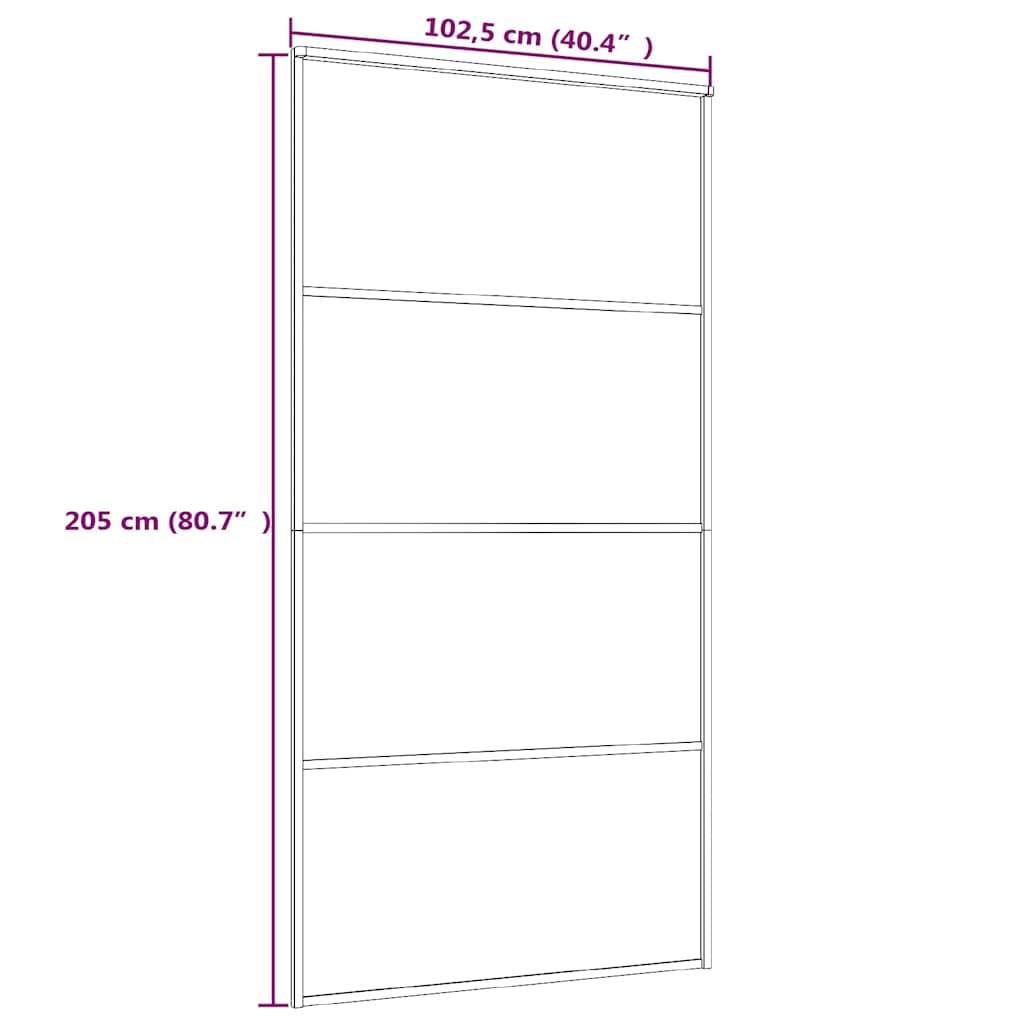 Drzwi przesuwne ESG szkło i aluminium matowane, białe, 102,5 x 205 cm, skrzydło drzwi z ramą i stoperem do okuć do drzwi przesuwnych, montaż w nowym budownictwie i renowacji