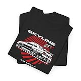 Skyline R34 JDM Car T Shirt, Japanese Import Drift Racing Tee, 90s JDM Legend Graphic Shirt for Car Enthusiasts (US, Alpha, X-Large, Regular, Regular, Black)