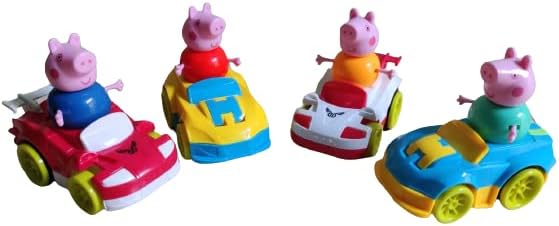 Pig Family Toy, Set of 4 with Cars Set, Toys for Children for Pretend Play Baby Pig, Daddy Pig, Mommy Pig, with Cute Cars (Set of 4) (Multi Color)