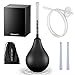 GNEGKLEAN Black Silicone Enema Bulb Kit 7.6oz Clean Anal Douche for Men Women with 19.7in Hose+4 Replaceable Nozzle (Black)
