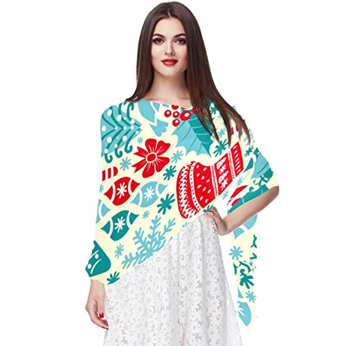 Châle pour femme avec motif de Noël en mousseline pour vos sorties d'hiver