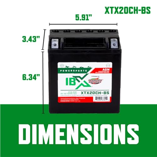 Image of Interstate Batteries IBX YTX20CH-BS Powersports Battery 12V 18Ah 230CCA AGM