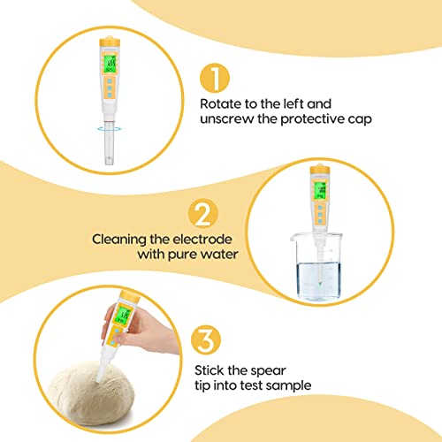 yinmik digital ph meter for food ph probe for sourdough and bread dough checking the ph of fermenting sausages and salami waterproof ph tester for solid and liquid soft soil sample