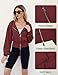 Arssm Cropped Hoodie Women Zip Up Long Sleeve Sweatshirts Casual Fashion Hooded Workout Jacket Crop Top(Wine-S)