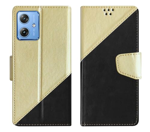 Image of SBMS Flip Cover for Motorola Moto G64 5G / G54 5G Back Cover Case with Magnatic Closure | Inbuilt Stand | Card & Money Pocket (MultiBlack)