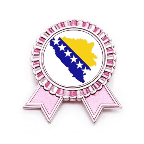 Broche Bosnie-Herzégovine pin's drapeau métal rose taille M
