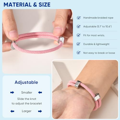 TempBeau Nautical Braided Rope Bracelets Set for Women - 6 Pcs Adjustable Braided Cord Bracelet, Handmade Navy Marine String Bracelet with Metal Knot, Womens Braided Bracelets Jewelry Gifts - image 5