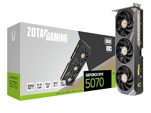 Image of ZOTAC Gaming GeForce RTX 5070 Solid OC DLSS 4 12GB GDDR7 192-bit 28 Gbps PCIE 5.0 Gaming Graphics Card, IceStorm 2.0 Cooling, Spectra RGB Lighting, ZT-B50700J-10A