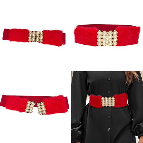appuivbt Women Stretchy Wide Waist Belt for Dress Elastic Plush Belt Pearls Buckle Coat Sweaters Belt Girdle Belt2