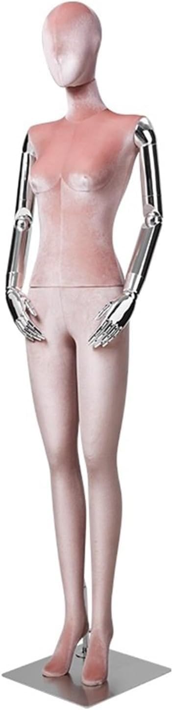 CONGRUI 72 83in Tall Female Full Body Retail Mannequins Rotatable Head and Arms Standing Fiberglass Manikin Torso(Pink)